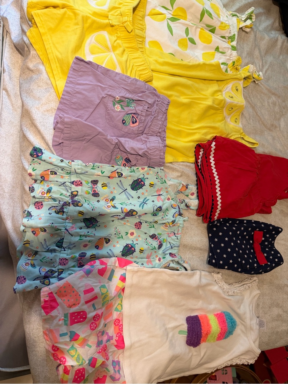 Girls' Colorful Summer Dress & Top Lot - Yellow, Purple, Mint, Red, Navy, White